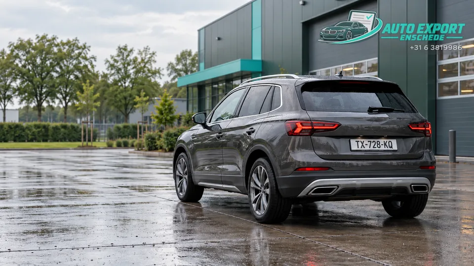 Auto met witte exportkentekenplaten van Auto Export Enschede, klaar voor de exportrit